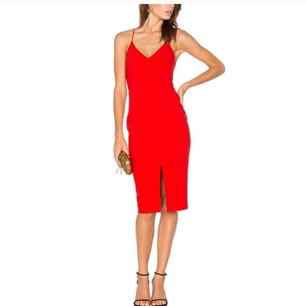 Likely Brooklyn Midi Dress in Scarlett Red. Size 0